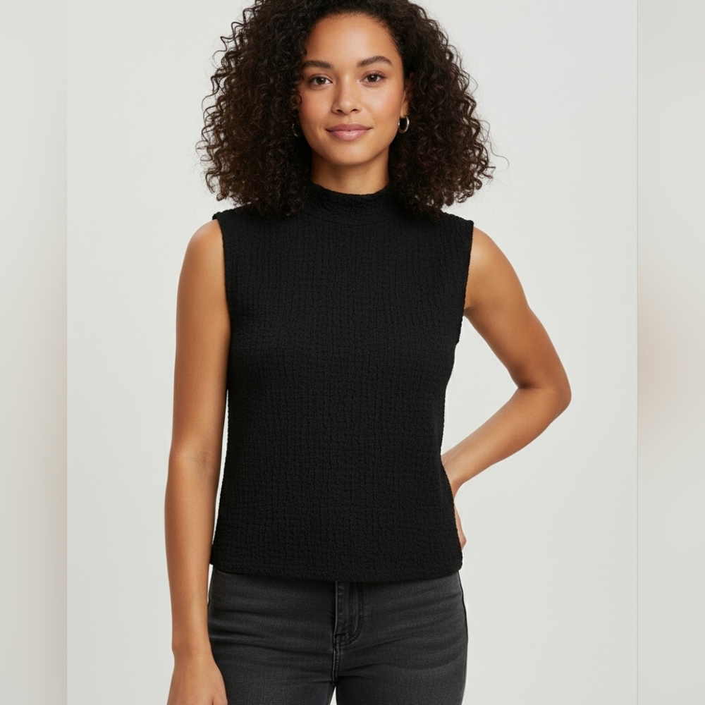 J. Crew Bubble-knit mockneck top Size Small Nwt Black